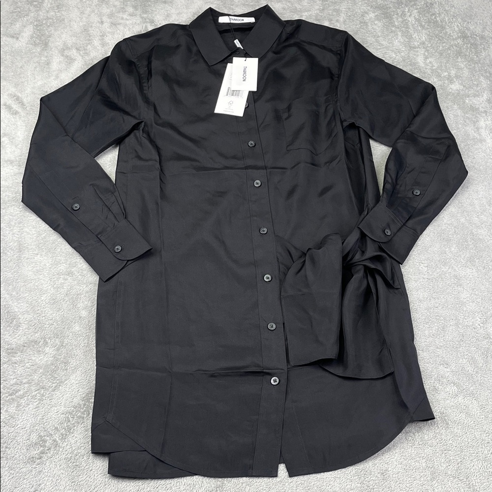 NEW Thakoon S 100% Silk Wrap Tie Shirt‎ Dress Black